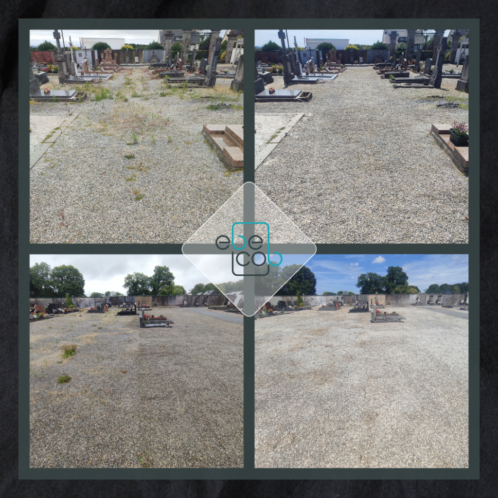 Travaux utiles EBECOB - Binage de cimetière - Avant/Après