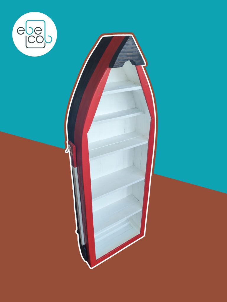Petite étagère en forme de barque peinte EBECOB